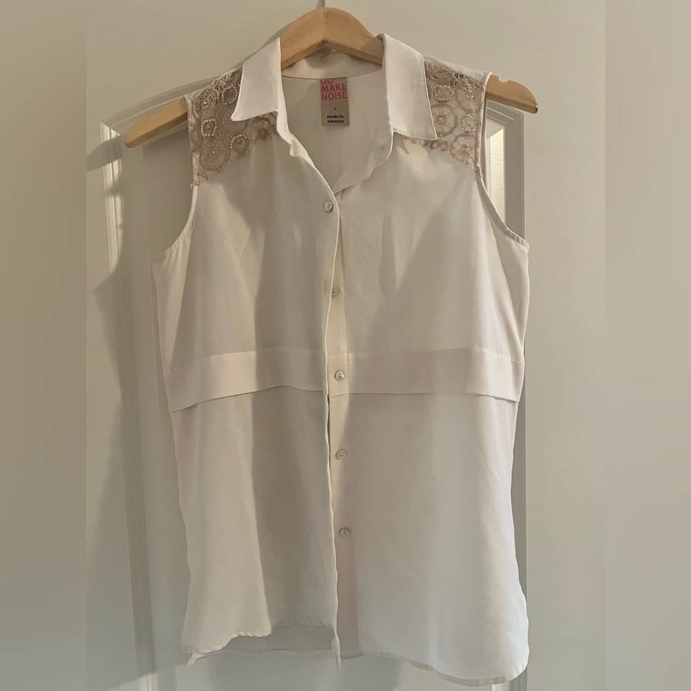 Slightly sheer, super stylish boho collared tank